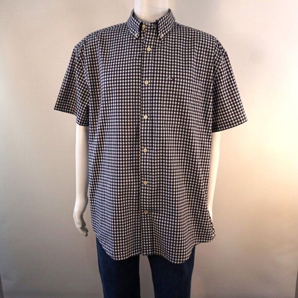 Tommy Hilfiger Mens XL Shirt Gingham Button Down Classic Fit Stretch Short Sleev - Picture 2 of 9